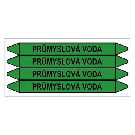 Značení potrubí, průmyslová voda,4 ks, 250 × 26 mm